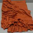 Rust Orange Linen Curtains 84 Inches Long 2 Panels Autumn Fall Farmhouse Scalloped Curtains for Bedroom Living Room, Rod Pocket Privacy Cottage Ruffled Curtain Semi-Sheer Window Drapes, W58 x L84 Inch