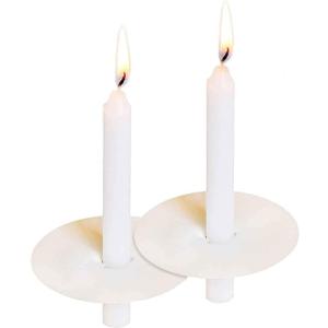 100-Pack White Unscented Taper Candles with Drip Protectors, 4.7" x 0.47" - Smokeless Pure Wax Prayer Candles for Church, Vigil, Memorial, Shabbat & Religious Services