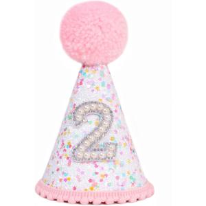 Pink 2nd Birthday Hat - Colorful Dots, Two Sweet Decor, Sprinkle Second Birthday