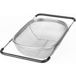 Over the Sink Colander for Kitchen - 6 Quart Over the Sink Strainer Basket with Extendable Ergonomic Handles and Resting Feet - Multipurpose Fine Mesh Strainer for Kitchen