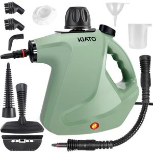 Kiato Handheld Steam Cleaner, 10 in 1 Handheld Steamer for Cleaning, Upholstery Steam Cleaner for Surface Cleaning Home, Sofa, Car, Office (Light Green)