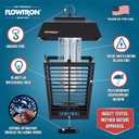 Flowtron Electric Bug Zapper 1/2 Acre Outdoor Insect Control with Dual Lure Method, 15W UV Light & Octenol Attractant for Fly & Mosquito, 5600V Kill Grid, Made in USA, UL Certified