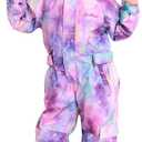 Kids Girls Boys Waterproof Colorful One Piece Snowsuits Coveralls Ski Suits Jackets Winter Jumpsuits (3T, Ppl)