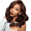 Brown Glueless Wigs Human Hair Pre Plucked Pre Cut 14Inch Short Brown Wig 9x6 Closure Wigs Chocolate Brown Human Hair Wig For Women 200% Density Wear And Go Body Wave Dark Brown Bob Wig