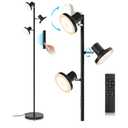 36W LED Tree Floor Lamp, Modern Dimmable Standing Lamp with Remote & Touch Control, 4 Color Temperatures, 3 Rotatable LED Light Floor Lamps for Living Room, Bedroom, Office