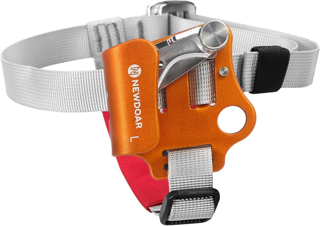 NewDoar Foot Ascender Riser Rock Climbing Mountaineering Equipment Climbing Device (Left Orange)