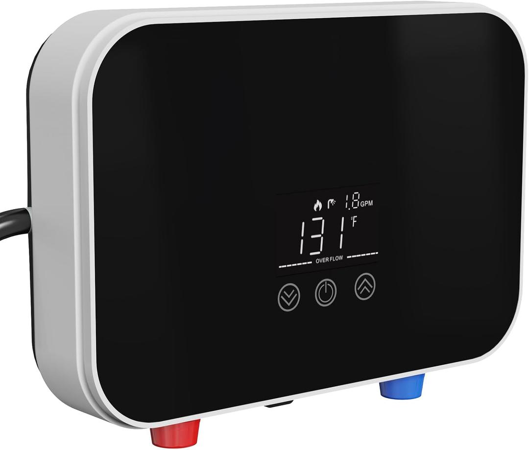 Tankless Water Heater Electric, 6000W 110V Instant Hot Water Heater with Digital Display Self-modulating, Overheating Protection for Demand