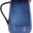 Blue Ceramic Pitcher Vase with Handles, Vintage Ceramic Jug Blue Home Decor Accents, Modern Rustic Farmhouse Pottery Vase - For Navy Table Decoration, Fireplace Entrance Decor Centerpieces