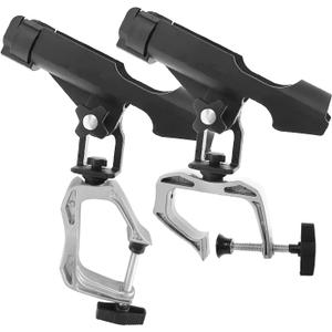 LBW Boat Fishing Rod Holder Clamp on Rod Holder 360 Degree Adjustable Dual-use Fishing Pole Holder for Boat Dock Pontoon Canoe 2 PCS