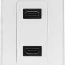 HDMI Wall Plate Wall Outlet Panel for Home Theater HDMI Socket Coupler Support 4K HDR ARC 3D Ethernet (White 2 Port)