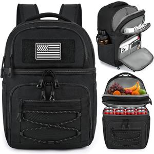 MOZETO Lunch Cooler Backpack Double Deck Lunch Box Backpack Insulated Leakproof Compartments Coolers Bag for Beach Travel Picnic Lunch Hiking BBQ Camping