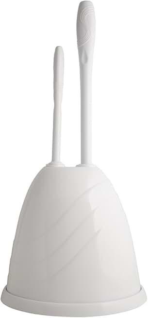 PlumbCraft Heavy-Duty Plunger, Toilet Brush, and Caddy 7506400, Versatile Bathroom Accessory Set and Apartment Must-Have, Toilet Plunger and Brush Set with Durable Hiding Caddy for Sanitary Storage 1 Pc