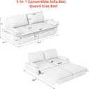 73.2" Queen Size Sleeper Sofa Bed, 3-in-1 Convertible Pull Out Couch with Deep Seat, Plush Corduroy Cloud Loveseat and Chaise Lounge for Living Room, Bedroom, Apartment, Guest Room and Small Spaces