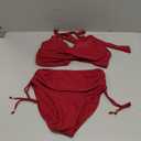 Blooming Jelly Womens High Waisted Bikini Sets Drawstring Tummy Control Swimsuits Crisscross Tie Back Bathing Suit (Small, Dark Red)