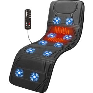Snailax Massage Mat with Heat, Back Massage Pad for Bed, Chair, 10 Motors Vibrating Massage Mattress Pad with 2 Heating Pads for Back, Full Body Massager