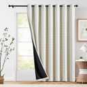 jinchan 95% Blackout Boho Curtain 84 Inches Long for Bedroom 1 Panel Extra Wide Printed Curtain Beige Geometric Grommet Top Thermal Insulated Window Drape Beige