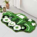 Shemilly St. Patrick's Day Bathroom Rugs,Gnome and Car Irish Soft Absorbent Bath Rug Non Slip Shamrock Washable Bathroom Mat for St. Patrick's Day Holiday Home Decor Indoor Bath Mat,20x32 Inch