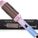 Thermal Brush,10 Temperatures LCD Display Upgrade to 400F 1.5 in Heated Round Brush Curling Iron Heated Ceramic Tourmaline Ionic Comb 110-240V Volum (Multicolored)