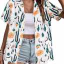 Western Button Down Shirts Women Cowgirl Vintage Print Short Sleeve Tops Cute Summer Country Concert Outfit (Large, Apricot)