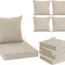 Outdoor Chair Cushions Set of 4, Waterproof Backrest and Deep Seat Cushion Set for Patio Furniture, Outdoor Sofa Replacement Cushions with Removable Cover, 24 x 22 Inch, Cream