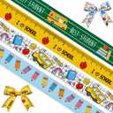 4 PCS Back to School Ribbons for Crafting, 1" Width Grosgrain Ribbon Yellow Green Ribbon Preschool Pencils Apples Craft Ribbons for Kindergarten Decorations Sewing DIY Crafts Supplies