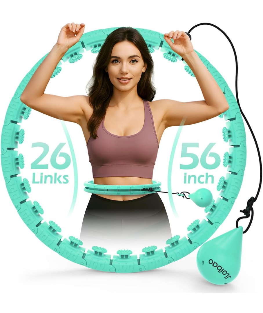 Weighted Hula Circle with 26 Links(56 Inch) for Adults Weight Loss, Infinity Fitness Hoop Plus Size, for Women Smart Exercise Equipment