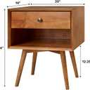Walker Edison Mid Century Modern Wood Nightstand Side Table Bedroom Storage Drawer and Shelf Bedside End Table, 1 Drawer, Caramel