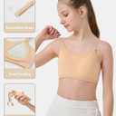 SALIA GIRL Training Bra for Girls 10-16 with Fixed Padding, Girls Bras for Teens Cami Bra with Replaceable Clear Straps (2p-nude)