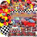 197 PCS Birthday Party Decorations, Include Theme Balloon Arch Kit, Backdrop, Tableware, Tablecloth, Birthday Banner for Adult Theme Party Supplies