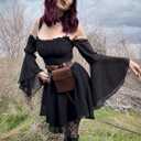 Scarlet Darkness Womens Renaissance Fairy Dress A Line Boho Off Shoulder Corset Dress with Pockets