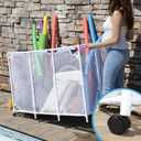 Pool Noodles Holder, Toys, Floats, Balls and Floats Equipment Mesh Rolling Storage Organizer Bin, Extra-Large, (47.2" W x 30.2" L x 34" H), White Style 455119