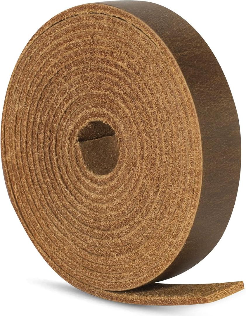 Ringsun 1/2 Inch Wide Flat Leather Straps for Crafts, Full Grain Leather Strips Cord String for Crafts, Tooling (2mm Thick 72.5 Inches Long Dark Brown)