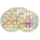 Artoid Mode Colorful Buffalo Plaid Bunny Rabbits Happy Easter Placemats Set of 4, 12x18 Inch Seasonal Spring Holiday Table Mats for Party Kitchen Dining Decoration (Yellow)