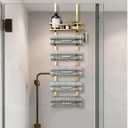 Hanging Towel Racks for Bathroom No Drill - 6-Tier Over The Door Bath Towel Storage Organizer for Small Bathrooms - Tiered Back of Door Towel Holder Hanger for Rolled Towels RV Camper Gold