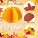 Leinuosen 72 Pcs/24Sets Fall Crafts Large Wooden 3D Pumpkin Cutouts 8 Inch Unfinished Wooden Slices to Paint Table Centerpieces Decor for Thanksgiving Autumn Party Tiered Tray Decor(Solid)