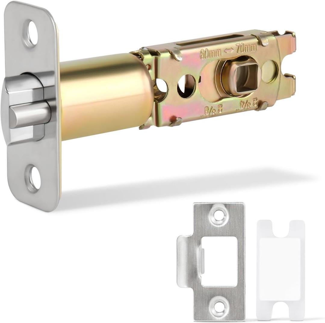 Adjustable Deadlatch 2-3/8'' or 2-3/4'', Keyed Entry Door Lock 45 Turning Angle Replacement Latch and Strike with Dust Box,Smart Door Lock Deadlatch