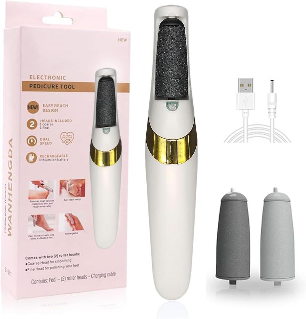Electric Callus Remover for Feet, Professional Pedicure Kit Foot Scrubber for Dry, Dead, Cracked, Hard Skin, Feet Spa Care Kit for Men & Women(White)
