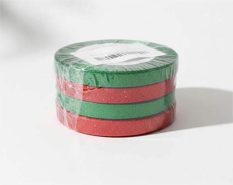 Gift Wrapping Satin Ribbon for Flower Bouquet Arts Crafts Sewing 25 Yard Each Roll Ribbon for Merry Christmas Decoration (Christmas Red Green-1, 3/8 inch Width) Pack of 2