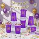 Ziliny 50 Pack 50th Birthday Decorations Birthday Cups 16 oz Disposable Plastic Gold and Purple Cheers to 50 Years Cups for Men Women Hot Cold Drinks for Wedding Anniversary Supplies(Purple)