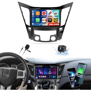 4+64G Android 13 Car Radio for Hyundai Sonata 2010-2015, 9'' HD 1280 * 720 Touchscreen Stereo with Wireless CarPlay Android Auto Mirror Link GPS Navi Bluetooth,WiFi,32EQ,SWC+Camera&Mic