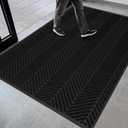 4 x 8 Heavy Duty Front Door Mat Indoor Outdoor Entrance, Large Non-Slip All Weather Commercial Floor Mat for Entryway, Low Profile Waterproof Outdoor Rug for Garage (48" x 96", Black)