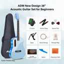 ADM Acoustic Guitar Kits for Beginners Adults - 38" Steel-String Guitars Bundle with Online Lesson Wooden Bowl Guitarra Starter Set Package with Bag, Strap, Picks, Capos, Kazoo, Blue