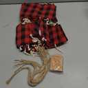 Aviski 36PCS Cotton Medium Christmas Drawstring Candy Treat Bags Buffalo Plaid Xmas Xmas Christmas Fabric Goody Gift Sacks Reusable Gift Wrapping Bags Holiday Party Favors - Red/Black