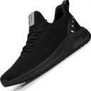 Feethit Mens Slip On Walking Shoes Blade Tennis Shoes Non Slip Running Shoes Lightweight Workout Shoes Breathable Mesh Fashion Sneakers (8, All Black)