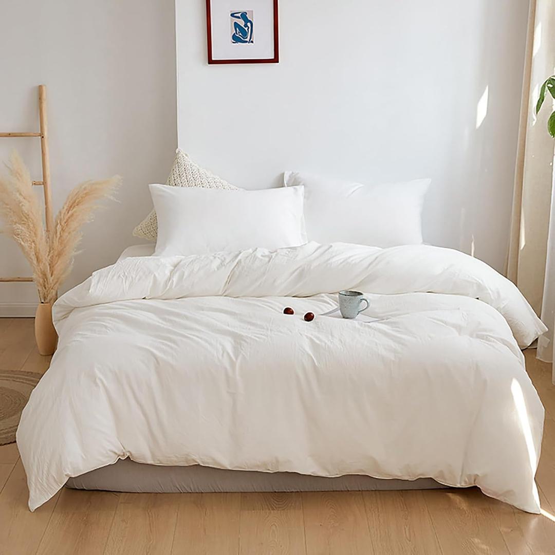 Cottonight White Comforter Set King Bedding Comforter Set Plain Solid Color Blanket Quilts Soft Breathable Pure White Bedding Set for Women Men Hotel Quality King Bed