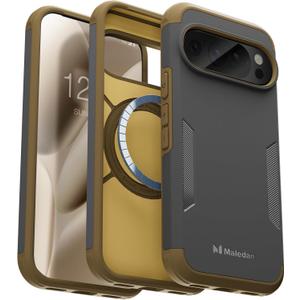 Maledan Magnetic for Pixel 10 Pro Case & Pixel 10 Phone Case [Fit for MagSafe & Pixelsnap] [Exclusive Impact Foam] - Ultra Protective Dual Layer Bumper Cover for Google Pixel 10/10 Pro (AnthraciteYellow)