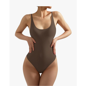 SUUKSESS Women Sexy Scoop Neck Thong Bodysuit Backless Cami Bodysuit Top, Size M 