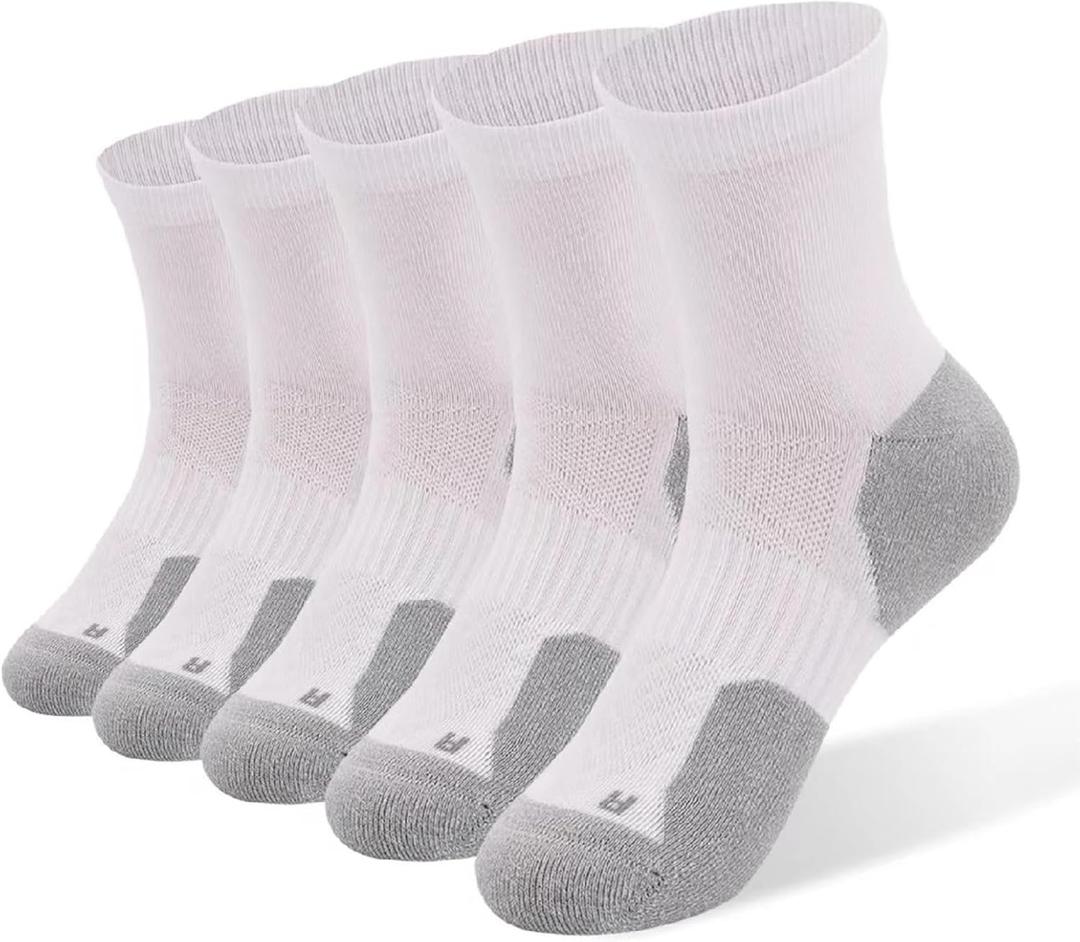 Kodal Copper Compression Socks for Men Women Moisture-Wicking Odor Control Athletic Socks with Arch Support Cushion (10-14, White)