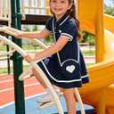 Move Dance Toddler Girl Sporty Dress Summer Clothes Kids Casual Sundress with Bag 2-7 Years (Blue)