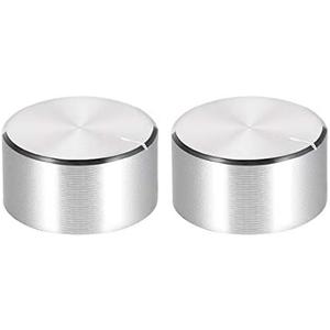 uxcell 2pcs Potentiometer Knob Knurled Shaft Silver Tone Aluminum Smooth Surface Rotary Knob 25mmx13mm Volume Control Knob